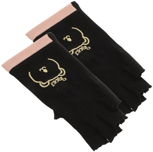 INOOMP Fingerless UV Protection Manicure Gloves Black, Breathable Anti-uv Salon Nail Art Gloves with Non-slip Design for Outdoor Cycling and Nail Dryer Use