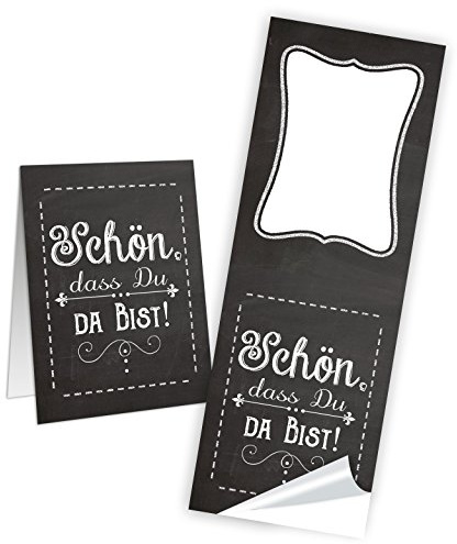 Logbuch-Verlag 25 SCHÖN DASS DU DA BIST schwarz weiß Aufkleber Banderole Sticker Etikett Gastgeschenk Verpackung give-away Fest Geburtstag Hochzeit 5 x 14,8 cm