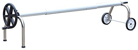 International Pool Protection Edelstahl-Aufroller für Luftblasen ausziehbar für Pools bis 6,45 m Breite mit Rohr von 102 mm Durchmesser mit Halterung in Bogenform (n)