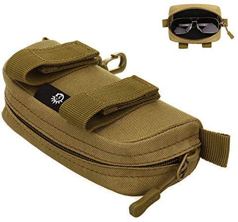 Selighting Molle Brillenetui Brillenbox mit Haken Brillen Etui Box für Sonnenbrillen (Braun)