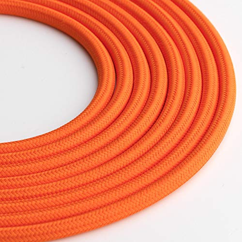 Klartext - Cable textil redondo para iluminación (3 x 0,75 mm, 3 m), color naranja Máxima seguridad a prueba de golpes.