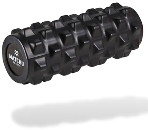 Matchu Sports | Foam Roller | Rullo Per Massaggio | Rullo Di Schiuma | Pilates Roller | Disponibile in nero/blu/arancione, morbido, medio e duro e in diverse misure | (Nero, 31x10 CM - Duro)