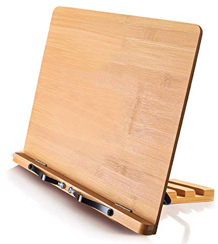 Bambus-Buchständer, Kochbuchhalter, 5-fach höhenverstellbar, 33,5 x 23,4 cm