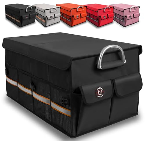 Trunk Organizer, LIBZAKI Cargo Organizer, Premium Multi Compartments Collapsible Portable Trunk Storage for auto, SUV, Truck, Minivan -Black