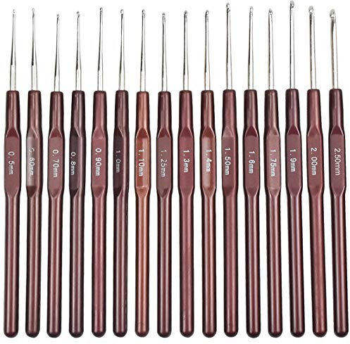 kissral Aluminium Häkelnadel Set 16 Stück Häkelnadeln Metall Häkeln Leicht Stricken Aluminium Hookset Knit Craft Tool für Baby-Kleidung Spitzen Deckchen Blumenprojekte & Wollarten Deckchen