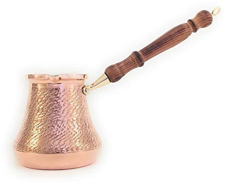 YDB Copper-2021 - Serie PCD (XXLarge) - Cafetera armenia árabe griego turco con mango de madera/Cezve de cobre antiguo martillado, Jezve, Jazva, Ibrik, Briki, cafetera para estufa (28 onzas líquidas)