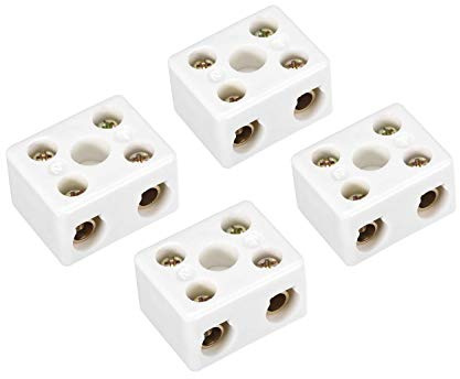 4 pezzi connettore filo 2 posizioni doppia fila morsettiera in ceramica, 2 vie ceramica morsettiere ad alta temperatura porcellana ceramica connettori 30A (30A)