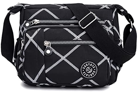 outer treasure Umhängetasche Damen, Handtasche Mittelgroß für Arbeit Reisen | Handtasche Damen Klein, Mehrere Taschen, Verstellbarer Schultergurt, Praktisch für Alltag, Leicht,Einkaufen, Karomuster