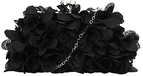 Milya Damen Clutch Blumen Elegante Brauttasche Hochzeit Party Kleidertasche Abendtasche Handtasche mit Kette Kiss Lock