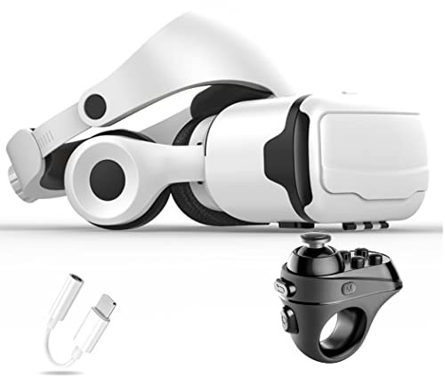 Gafas de Realidad Virtual, 3D VR Gafas con Controlador Bluetooth para Juegos Visión Panorámico VR Glasses para iPhone 13 Pro Max/13 Pro/13/12/11, para Samsung Galaxy S21, Huawei, Xiaomi