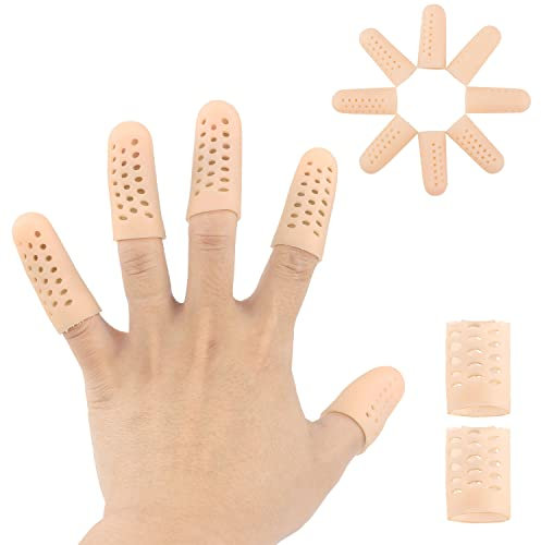 10 Piezas Protectores de Dedos Mano de Silicona, Funda Dedos Manos Transpirables, Funda para los Dedos Silicona Elástico para Dedos Agrietados, Eczema de Manos, Artritis de Dedos