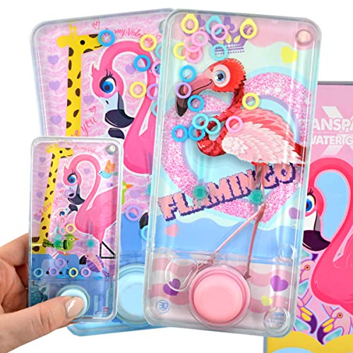 LG-Imports 3X Geduldsspiel Wasser Flamingo Vögel Ringe Kinder Wasserflipper Tiere Bunt 16cm Mitgebsel