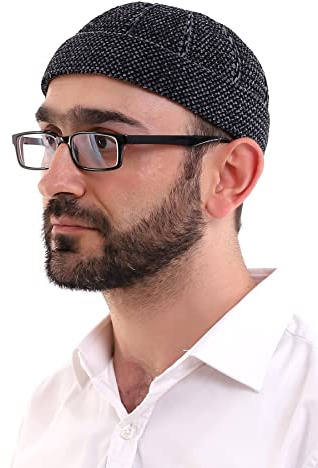 ihvan online Türkische muslimische Winter-Samt-Roll-up-Kufi-Hüte für Männer, Taqiya, Takke, Peci, islamische Mützen, islamische Geschenke