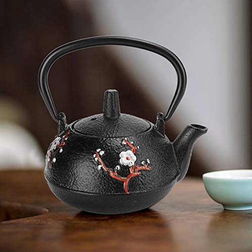 Bouilloire à thé en fonte, théière en fonte, ensemble de bouilloire Tetsubin japonais, imitant la décoration de cadeau de fleur de prunier de pie japonaise non revêtue 0,3 L