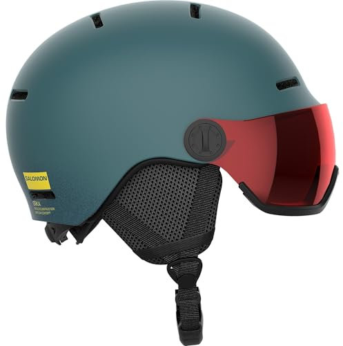 Salomon Orka Visor Kinder Helm Ski Snowboarden, Integrierter Komfort, einfach anzupassende Passform und leicht, Grau, KL 5659