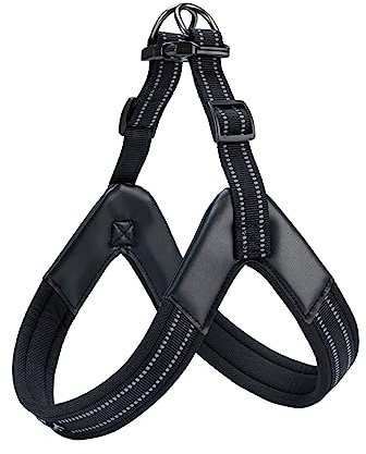 Excellent Elite Spanker Reflektierend Step-in Hundegeschirr Nylon Brustgurt | Verstellbar V-förmig Zugentlastend Hundeweste mit weicher Polsterung und Leinenöse für kleine mittlere und große Rassen