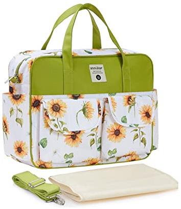 SONARIN Stilvolle Große Kapazität Baby Wickeltasche,Wasserdicht Tragbare Reise Wickeltasche Umhängetasche Tragetasche Henkeltaschen Babytasche mit Schultergurte & Wickelunterlage