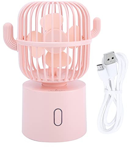 Tyenaza USB-Tischventilator, Tragbarer Mini-Ventilator, Kleiner Persönlicher Handventilator, 3 Geschwindigkeiten, 4–14 Stunden, Elektrischer Kleiner Ventilator Für Reisen, Büro, Outdoor(Rosa)