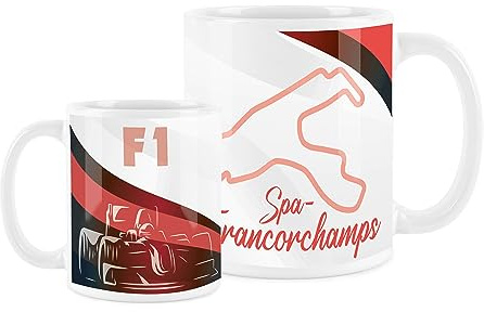 Purely Home Mug Circuits de course automobile – Spa-Francorchamps – Cadeau pour café et thé – Cadeau pour les amateurs de sport automobile