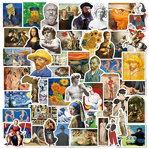 52 stycken oljemålningar konst klistermärken, vintage retro klistermärken för laptop gitarr notebook cykel