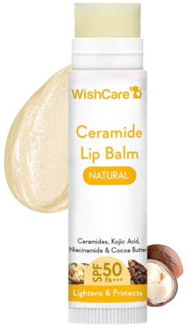 WishCare Ceramide Lip Balm with SPF50 PA+++ - Kojic Acid & Niacinamide - For Lip Lightening & Protection 5gm