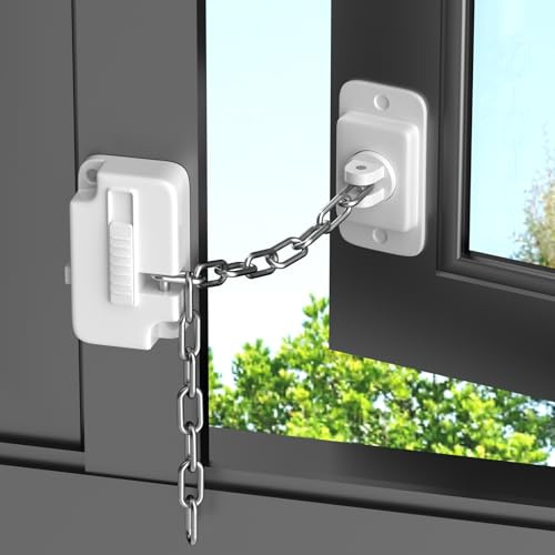 Fönsterlås, Aosite 4 st fönstersäkerhetslås för UPVC, fönsterbegränsare säkerhetslås för barn husdjurssäkerhet, självhäftande, justerbart fönsterlås ingen borrning för metall, trä, skjutfönster