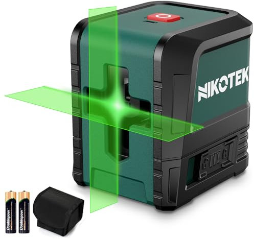 Laser Level, Nikotek Green Laser Level Self Leveling Cross Line, Horizontal and Vertical Line Laser Level IP54 Waterproof and Dustproof Battery Carrying Bag Included