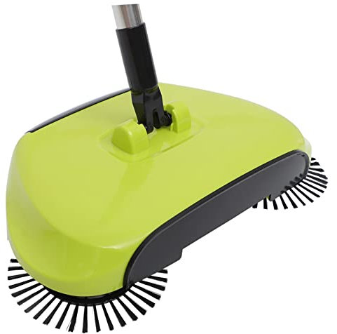 DECHOUS Hand Push Sweeper Broom and Dustpan 3-in-1 Floor Cleaning Mop 360° Rotating Brush Green for Household Use