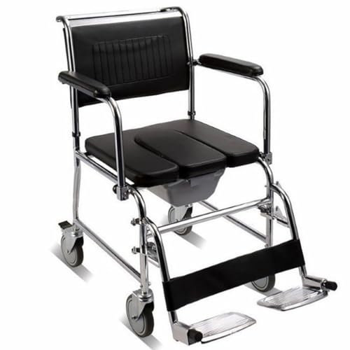 Dusch Toilettenstuhl Fahrbar Nachtstuhl,Toilettenstuhl für Senioren mit Rollen,Nachtstuhl für Erwachsene,Commode Toilet Chair for Bedroom,Mutterschaftsstuhl A