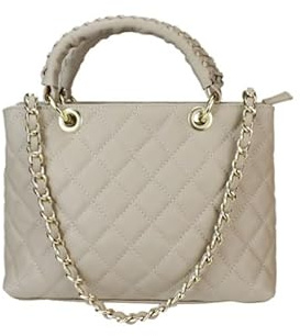 FrasiBags Handtasche aus gestepptem Echtleder, Damentasche aus Leder, gesteppte Handtasche Made in Italy