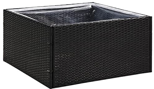 Hochbeet für Garten Veranda, Blumenkasten Pflanzkübel Pflanzkasten Kräuterbeet Anzuchtbeet Pflanzbeet Schwarz 80x80x40 cm Poly Rattan