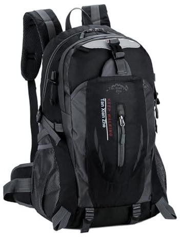 ABPOK 35L Lightweight Outdoor Backpack, Durable Handy Waterproof Foldable Climbing Rucksack for Camping Walking Hiking (Black, 35L)