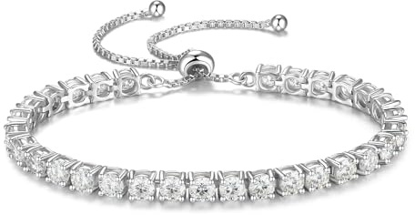 FANCIME Silber Armbnad Damen Tennis Armband mit Geburtsstein, Verstellbares Glitzer Tennis Armband Schmuck Geschenke für Damen Frauen Freundin Ehefrau Mutter