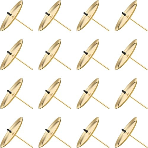 Dulov 16 Stück Adventskranz Kerzenhalter, Metall Kerzenständer, 6 cm / 2.4 Zoll Kerzenteller Kerzenstecker mit Dorn, Gold Adventskerzenhalter für Advent Weihnachten Tisch Deko