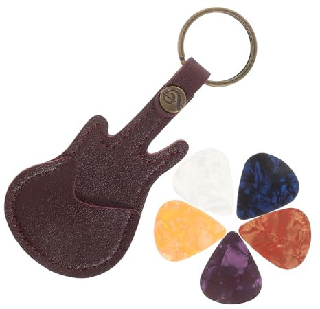 VICASKY 1 Set Plektrenhalter Gitarre Schlüsselanhänger Plektrenhalter Schlüsselanhänger Tragbarer Gitarrenring Minigitarrenförmiger Halter