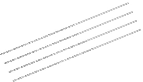 sourcing map 3mm Twist Drill Bits, High-Speed Steel Straight Shank Extra Long Drill Bit 300mm Length for Wood Plastic Aluminum, 4pcs