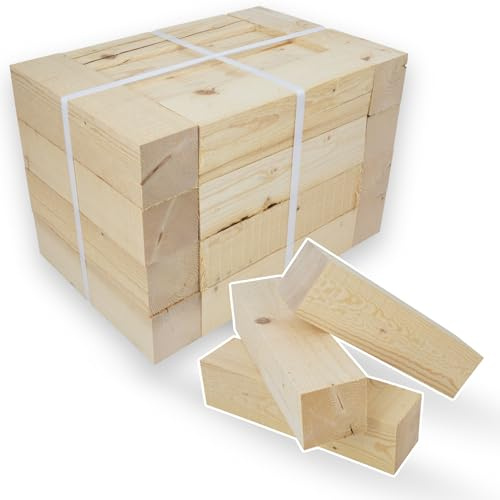 Legna da Ardere per Camino e Stufa a Legna - 100% Abete Naturale Essicato - Fiamma Forte e Lunga Durata - 4 Pacchi 32 Kg (82,8dm³)