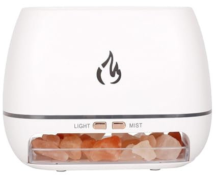 Vriusi Salt Rock Scent Diffuser, Aromatherapy Diffuser Cool Mist Humidifier, Ultrasonic Salt Lamp Diffuser with Flames, 7 Color Changing Oil Diffuser Aromatherapy Machine