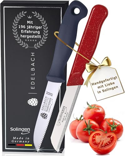 Edelbach Solingen Küchenmesser Set | Made in Germany Solingen Set, Obstmesser, Gemüsemesser, Schälmesser, sehr scharf | Allesschneider Edelstahl | Kneipchen Messer (2er Perfect Tomatenmesser)