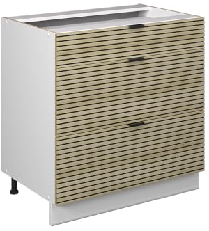 Vicco Küchenunterschrank Fame-Line, Eiche Paneel, 80 cm | MDF-Front · Ohne Arbeitsplatte · Höhenverstellbare Füße · Metallgriffe · Metall-Vollauszüge