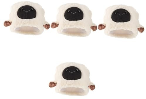 KOMBIUDA 4stücke Plüsch Schaf Ohr Mütze Weiche Tiermütze Für Halloween Cosplay Und Partys Lustiges Accessoire Mit Beweglichen Ohren Für Fotos Und Aufführungen