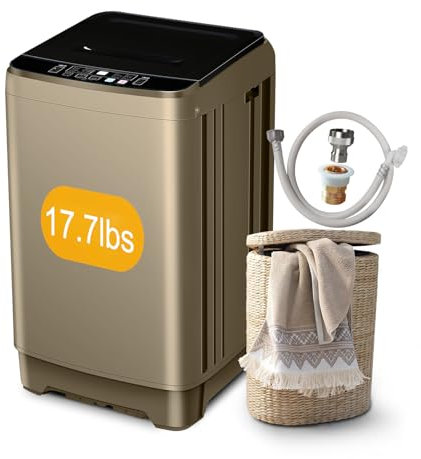 Zyerch Portable Washing Machine 17.7lbs Full-Automatic Compact Washing Machine for Apartment, 10 Wash Program Small Washer for Dorm, Portable Washer for RV, Home, Gold