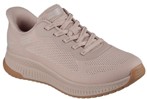Skechers Bobs Squad 4 ZapatosMujer | Tenis informales, sin cordones, plantilla de espuma viscoelástica, almohadilla para el talón, suela flexible