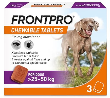 FRONTPRO Chewable Tablets Flea & Tick Treatment for Dogs 3 Pack (25-50kg)