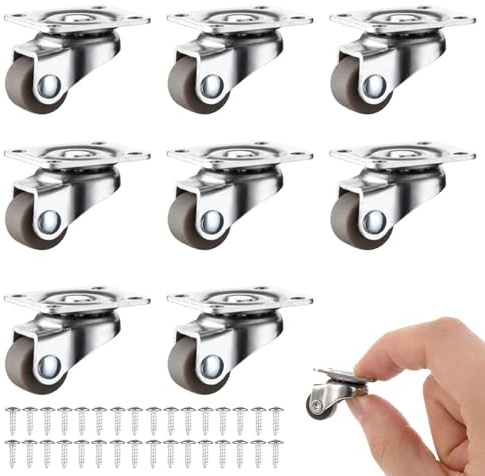 Yuaiosn 8 Stück Kleine Möbelrollen, Möbelrollen Klein Drehbar, Rollen für Möbel, Selbstklebendes Starkes Rollenrad,360 Grad Universal Lenkrollen,für Aufbewahrungsboxen, Mülleimer, Nachttische, etc
