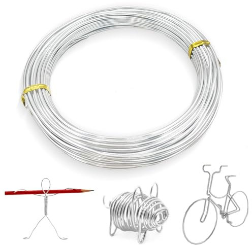 8 Gauge 3mm Aluminum Craft Wire, 10m Bendable Metal Wire for Modelling, Sculpting, Skeleton, Floral Making, Jewelry Making, Gardening, Christmas Wreath Making and Wrapping