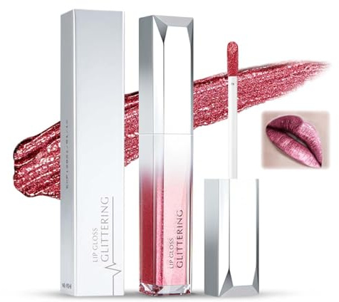 Clawrex Glänzend Lipgloss, Flüssiger Perlglanz Lippenstift, Shimmer Lipstick 24 Stunden Halt, Wasserdicht Langlebig, Hydrating, Nicht Verblassend, Leicht Aufzutragen, Verleiht den Lippen Farbe(#15)