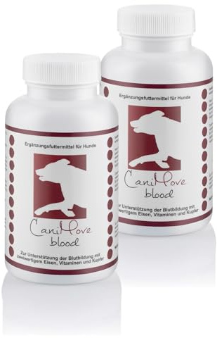 CaniMove Doppelpack | Blood (2 x 100 Tabletten) - Zur Unterstützung der Blutbildung und Eisen-Versorgung von Hunden und Katzen | Mit Eisen, Kupfer, Vitamin A, Vitamin C, Folsäure, B12