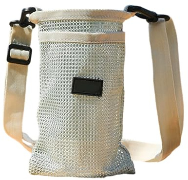 JDIEOQA Crossbody Water Cup Bag Portable Sport Water Bottle Covers Meshes Drink Holder with Adjustable Strap for Outdoor Camping Nylons Bottle Pouches (Gray)