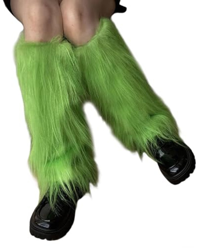 CHAKAE Calentadores De Piernas Peludas Peludas Para Mujeres Acogedoras De Botas Invierno Toppers Estéticos Punk Punk Cubiertas Piernas Coloridas Calentadores Peludos